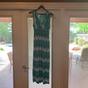 Green & White Maxi Dress